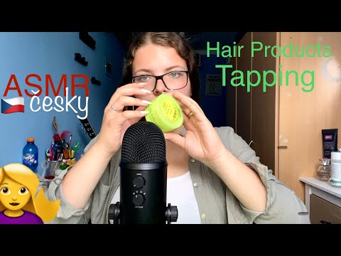 ASMR CZ Tapping on Hair Products + Some Crinkles and Scratching [English subtitles]