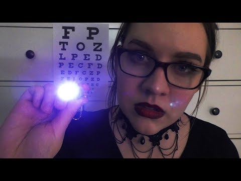 ASMR - Rude Goth Nurse Does Your Eye Exam RP (personal attention, light triggers, hand movements)