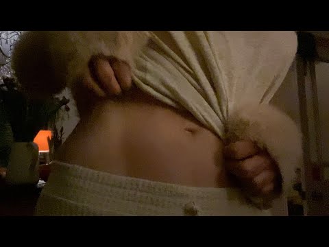 ASMR belly rubbing and scratching with sloppy sleeves and a ticking clock - lo-fi