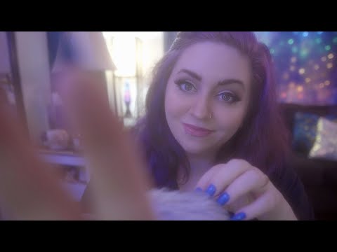 🕊️ ASMR | Fluffy mic scratching with LONG blue nails 💙 [whispered]