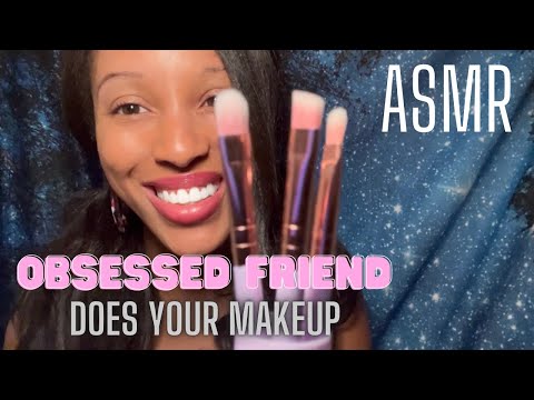 👀ASMR GIRL WHO IS OBSESSED WITH YOU DOES YOUR MAKEUP IN CLASS (layered sounds, face brushing)