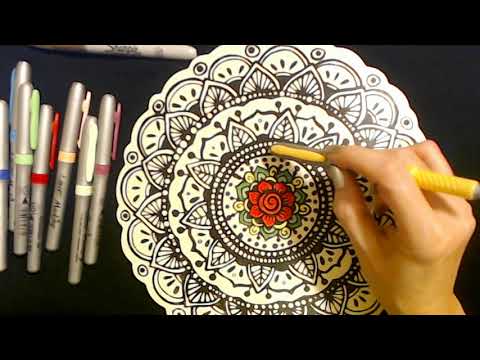ASMR | Coloring A Wooden Mandala (Whisper)