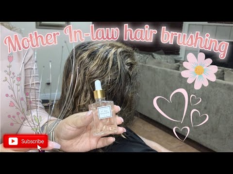 ASMR| REAL Person (mother in-law) hair brushing & scalp scratching. Tingles!!