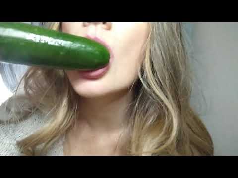 ASMR VIDEO- EXTREME SLOW Licking EATing CUCUMBER - TINGLE PART.1