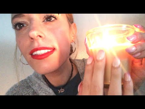 ASMR 🖐 🔥 Hand movements w candle and match lighting and tapping on glass