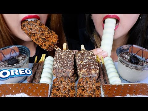 ASMR OREO CHOCOLATE, REESE'S ICE CREAM, PIG BAR, MOUSSE, FREEZE-DRIED ICE CREAM 먹방 | Kim&Liz ASMR