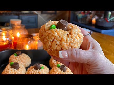Making Rice Krispy Pumpkins! (Whispered version) ASMR Mini kitchen tour. ASMR
