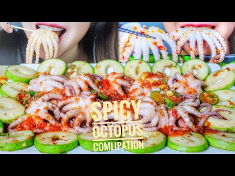 ASMR EATING SPICY OCTOPUS COMLIPATION , EATING SOUNDS | LINH-ASMR
