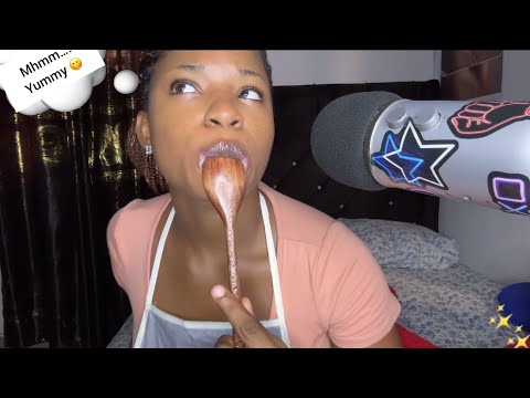 ASMR| Eating You in Bed with a Wooden Spoon ~ you are so sweet 😩😋| Mouth Sounds