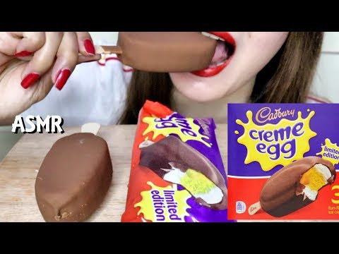 ASMR Cadbury Creme Egg Ice Cream Eating Sounds No talking