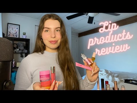 ASMR lip products review without talking (tapping, mouth sounds)