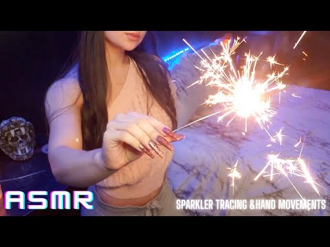 ASMR Whispered Visuals, Fire Sparkler's Air Tracing And Fast And Aggressive Hand Movements For Sleep