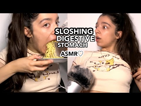 ASMR | I ATE NOODLES & DRANK POP SO FAST IT GAVE ME STOMACH SLOSHING, AND DIGESTION NOISE TINGLES😱