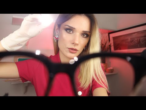 ASMR Relaxing Eye Examination , Eye Check up Role Play , gloves , ambient music , Medical Role Play