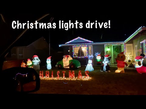 Christmas Lights Drive 2023 (No talking version) With quiet music~Relaxing driving sounds~ASMR