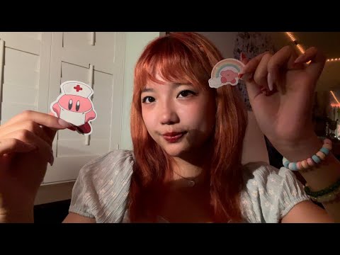 asmr putting stickers on your face (this or that, sticky tapping, camera touching)