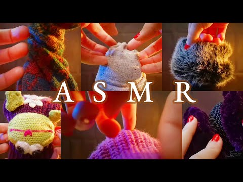 Blue Yeti ASMR with different mic covers (socks), deep ear fluffy mic massage, fabric sounds