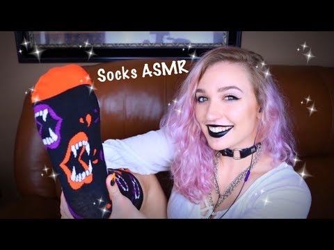 ASMR with SOCKS (fabric sounds, tapping sounds, silly) Halloween Happy Socks Gift Box