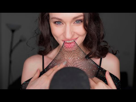ASMR Sleep Fast & Aggressive Fabric Scratching | Fishnet | WET Mouth Sounds | Clothes Sounds