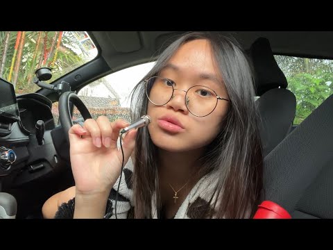 ASMR in my car while it rains ( public asmr )