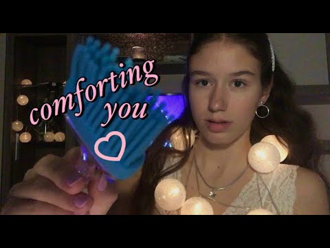 brushing your face ASMR - positive phrases, mouth sounds