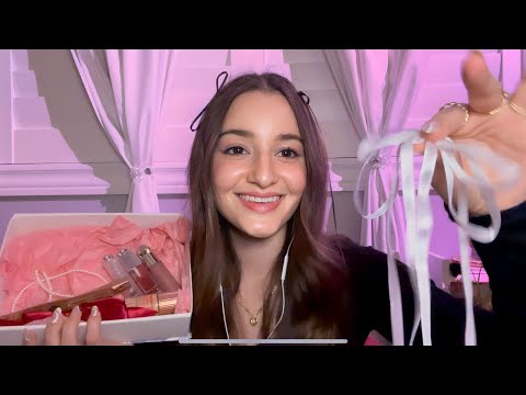 ASMR| Coquette makeover for you 🎀 (writing, brushing, personal attention)