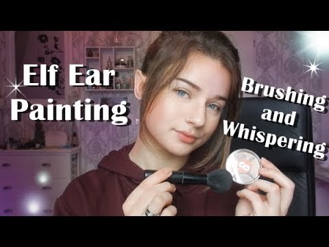 [ASMR] Elf Ear Painting for Halloween (Brushing, Tapping, Voice-Over Whispers)