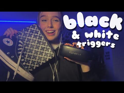 ASMR black triggers | super tingly tapping on black items