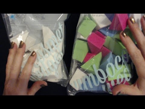 ASMR Request ~ Crinkling Cosmetic Wedges Bag / Counting / Sorting (Whisper)