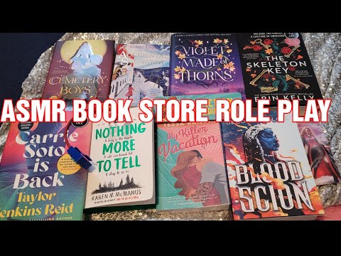 Relaxing ASMR Book Store RP  (whispering.. tapping .. page turning .. scratching..)