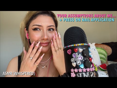ASMR NAIL APPLICATION + reacting to your assumptions about me! 🤣💖 ~long nail tapping~ | Whispered
