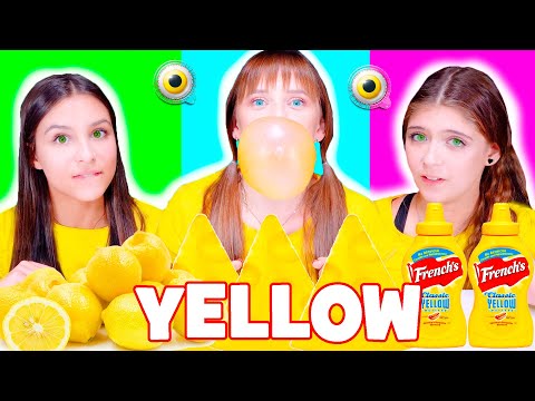 ASMR Eating Only One Color Yellow Food Race Challenge