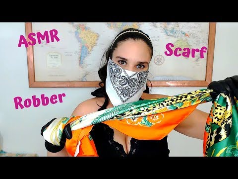 ASMR Scarf Robber!!! Leather Gloves and Muffled Whispering (Request)