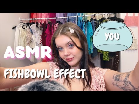 ASMR | FISHBOWL EFFECT w/ inaudible/unintelligible whispering AND fluffy mic cover 🐠🤍✨