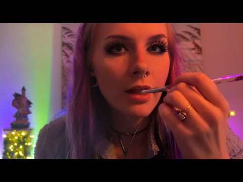 ASMR Painting Your Face (Mouth Sounds) & Taking Pics After (Strobe Light Trigger)