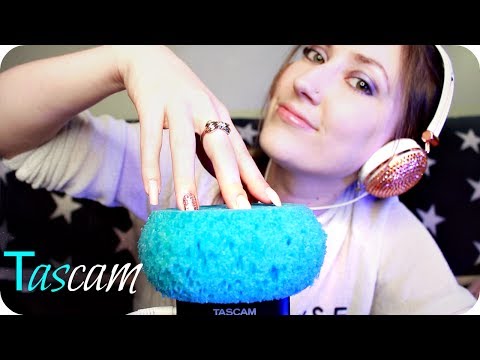 ASMR Tascam Sponge Mic 💙 Ear to Ear Scratching, Deep Crinkling, Direct Microphone Tapping & Touching