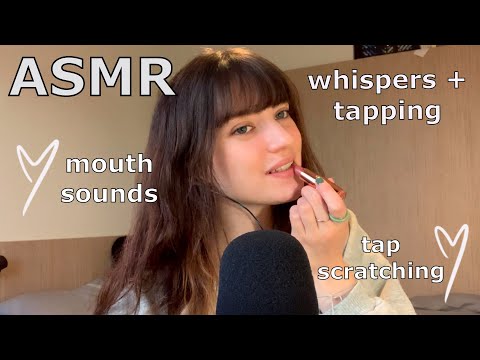 ASMR ~ Tapping on Everyday Makeup! (with whispers/mouth sounds)