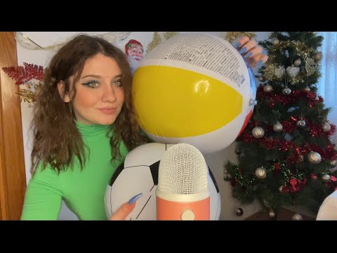 ASMR | Playing With Inflatables| Blowing Beachball | Soccer Ball ⚽️ | Asmr Spit Painting