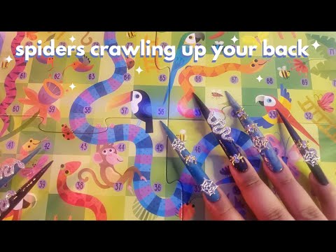 ASMR Spiders Crawling up your Back, Back Scratching, Long Nails, Tapping, Tracing, Nail Tapping