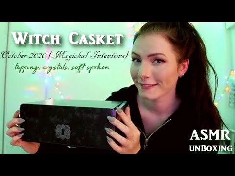 💀 ASMR Witch Casket Unboxing (October 2020 - Magickal Intentions) soft spoken, tapping 💀