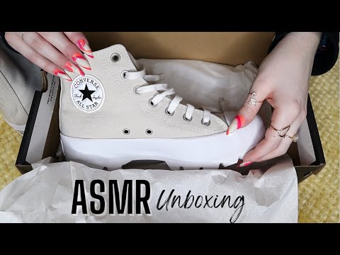 ASMR | Converse Shoe Unboxing 👟(Cardboard Sounds, Crinkles, & Shoe Sounds)