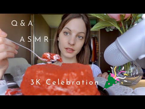 ASMR Eating Red Velvet Cake and Answering Your Questions (Q&A) ~3k Celebration🥳