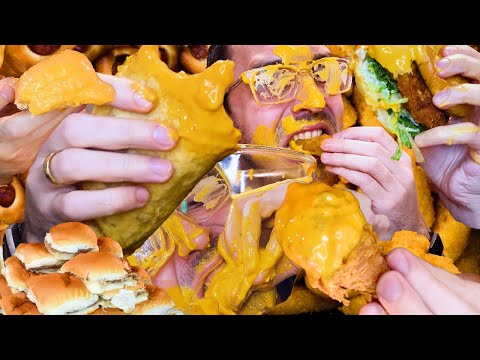 ASMR Eating TOO MUCH CHEESE SAUCE For 6 Hours No Talking 치즈 소스 먹방