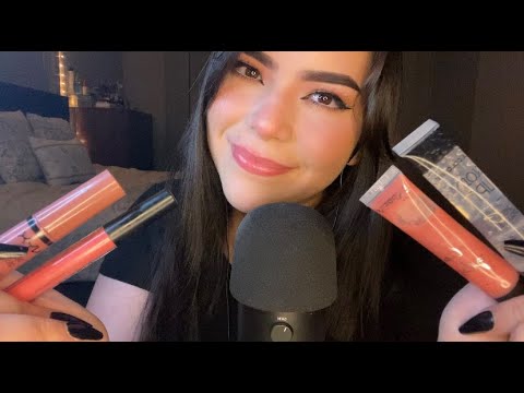 ASMR My Favorite Lipglosses (Mouth Sounds, Tapping & Kisses)