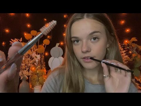 ASMR Doing Your Brows & Lashes 💙 (spoolie nibbles + overlay sounds)