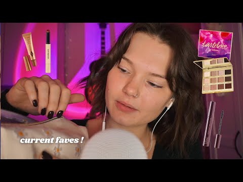 ASMR my current beauty favourites ✨ (& whats in my makeup bag)