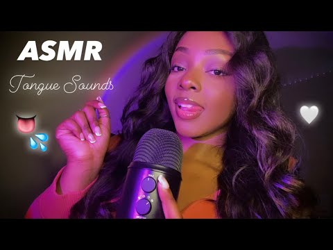ASMR | Up Close Tongue Sounds 🤍 (Lots Of Slurps, Swirls, Tongue Taps) 👅💦 & Whispers too