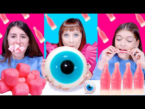ASMR Pink and Blue with Sour, Sweet and Jelly Candy | Eating Sounds LiLiBu