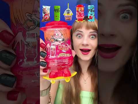 ASMR Tik Tok Emoji Eating Lollipops, Soda, Sour Candy #shorts
