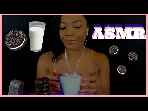 ASMR Oreos & Milk! Soft Crunching, Eating Sounds and Glass Tapping